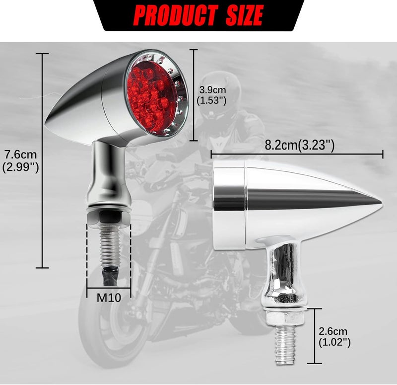 DREAMIZER 2pcs Chrome Bullet 15 LEDs Motorcycle Turn Signal Lights Front and Rear Indicator Lamps Compatible for Harley Honda Yamaha Cruiser Softail Sportster StreetBike Chopper Bobber - Image 5